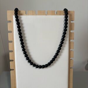 David Sigal Signed Black Matte Onyx Necklace With 925 Clasp